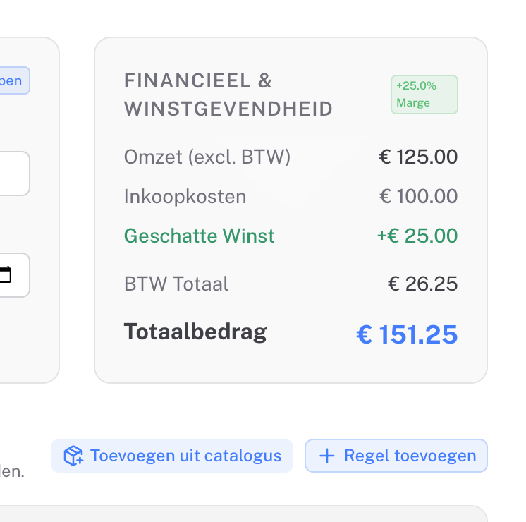 Winst en marge berekening